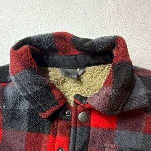 Eddie Bauer Kids Plaid Sherpa/Fleece Lined Snap Front Shirt Jacket kids 4/5 Red